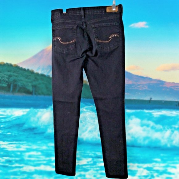 Signature Jeans Womans 10 Large Low Rise Ankle Skinny Pants Dark Wash - Picture 2 of 13